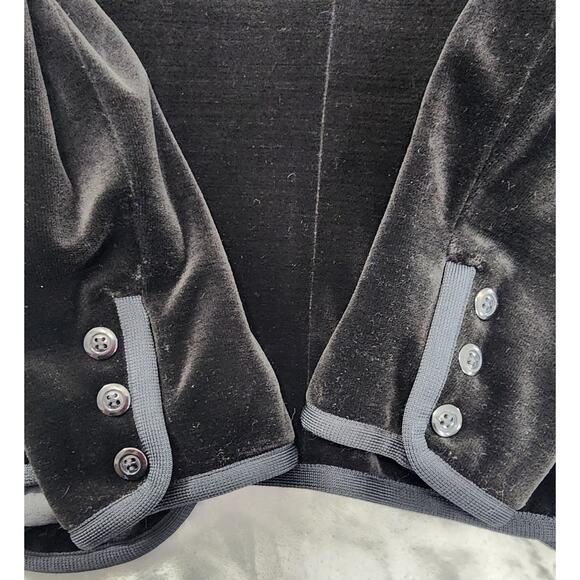 Vintage 60s Butte Velvet Collarless Open Front Formal Jacket Size M Black Velour - Picture 3 of 7